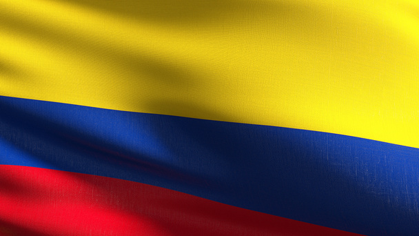 Εθνική σημαία της Κολομβίας πνέει στον άνεμο απομονωμένη. Επίσημη πα - Φωτογραφία, εικόνα