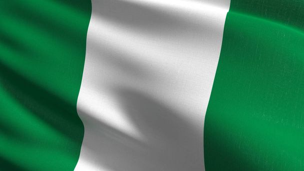 Nigeria national flag blowing in the wind isolated. Official pat - Photo, Image
