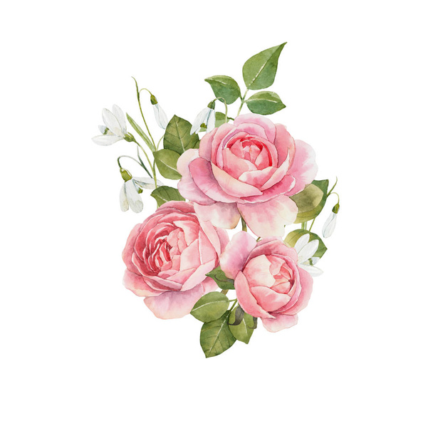 Watercolor rose composition - Fotografie, Obrázek
