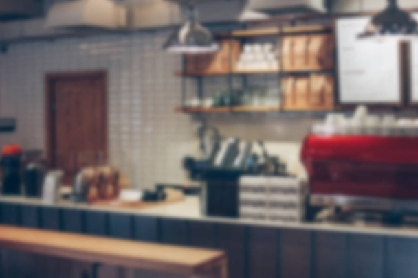Modern interior of coffee house, blurred focus, background - Photo, Image