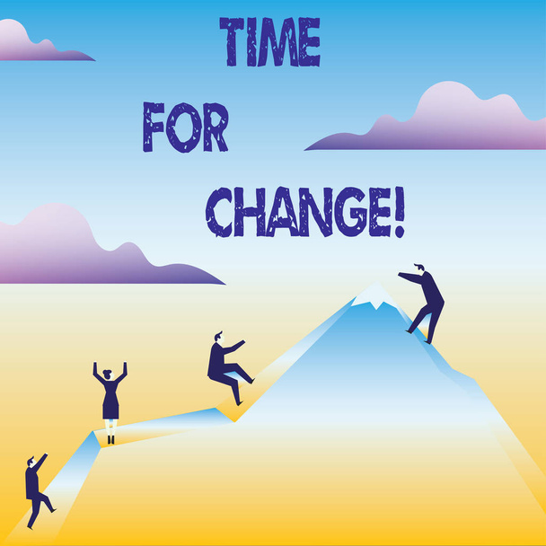 Fogalmi kézi írás, mutatja az idő a változás. Üzleti fénykép szöveg átmenet nő javítása átalakítása fejlesztése. - Fotó, kép