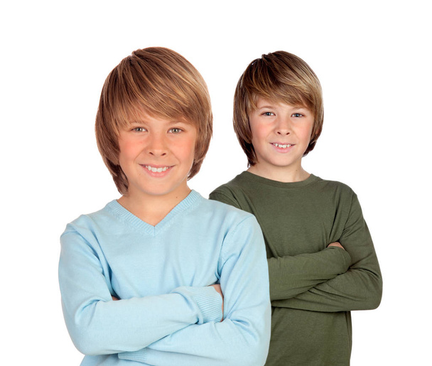 Adorables jumeaux isolés sur fond blanc
 - Photo, image