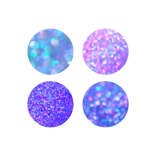 Shiny Circles Backgrounds with Bokeh. Abstract Vector Holographic Textures - Vettoriali, immagini