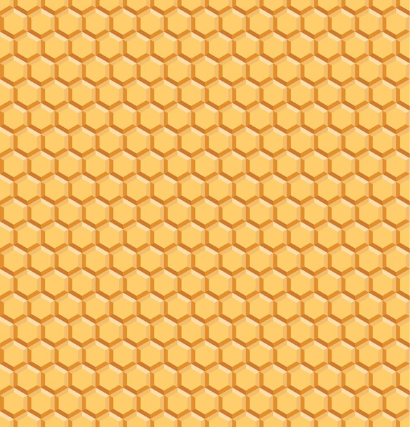 Yellow Geometric Honeycomb Seamless Pattern. Vector Endless Background with Hexagons - Vector, Image