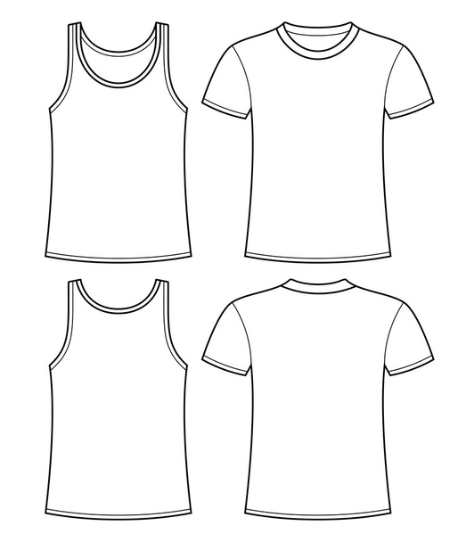 Modèle Singlet et T-shirt - devant et derrière
 - Vecteur, image