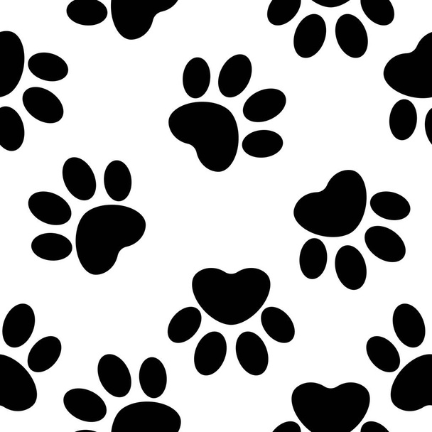 Naadloze patroon van zwarte pup paws - Vector, afbeelding