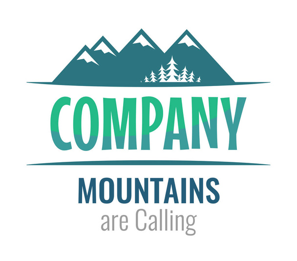 Mountains are Calling - Perceptible vector Logo with Mountains for Travel Company - Vector, Image