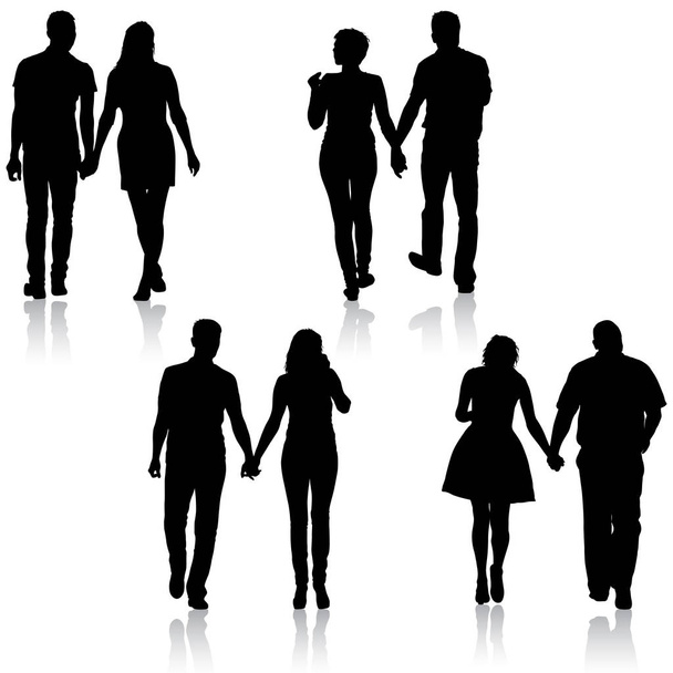 Set couples silhouettes homme et femme sur fond blanc
 - Vecteur, image