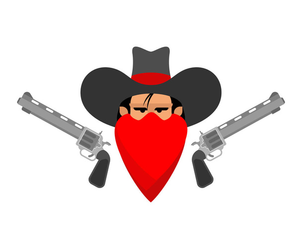 Cowboy and gun isolated. Wild west sign. Western symbol - Vector, Image