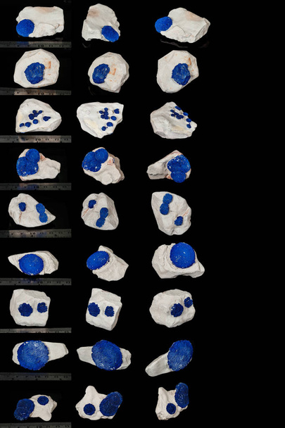 Makro ásványi kő Azurite a siltstone ellen fekete háttér mintázata - Fotó, kép