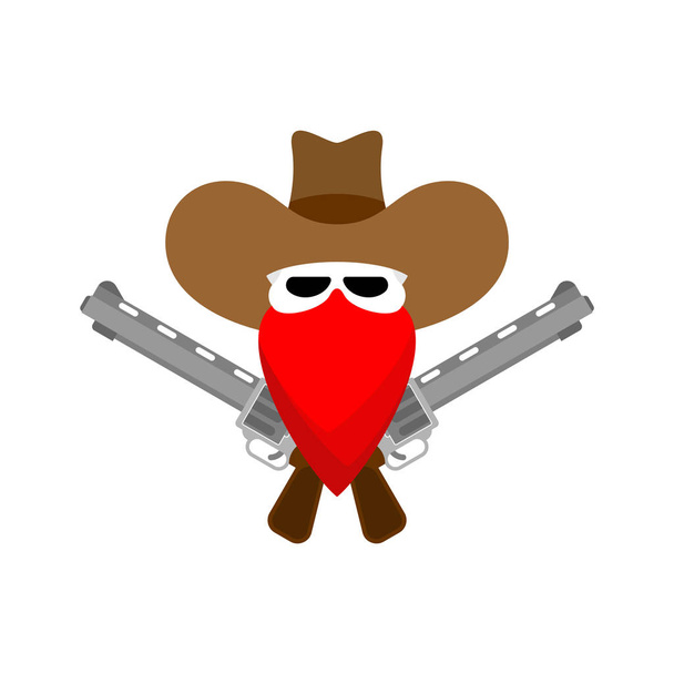 Cowboy koponya és elszigetelt fegyvert. Wild west jele. Nyugati szimbólum - Vektor, kép