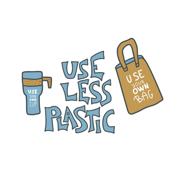 Plastic free vector concept with text and symbols. - Vector, Image