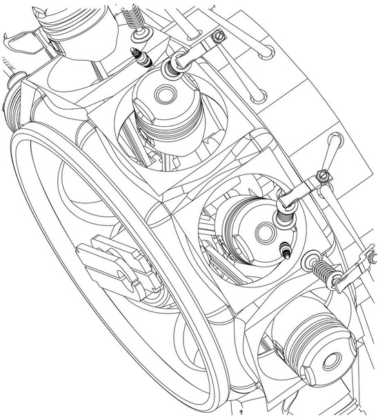 Радиальный двигатель на белом
 - Вектор,изображение