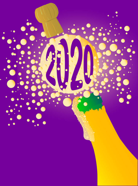Bubbly Nieuwjaar 2020 - Vector, afbeelding