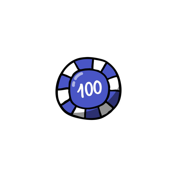 Casino čip doodle ikona - Vektor, obrázek
