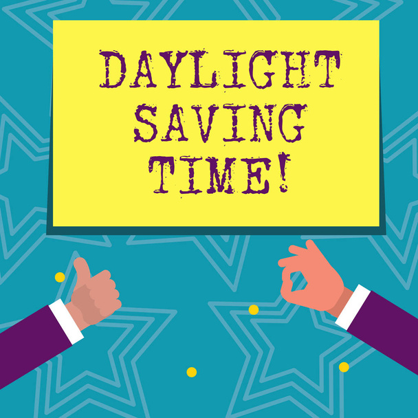 Text sign showing Daylight Saving Time. Conceptual photo advancing clocks during summer to save electricity. - Photo, Image