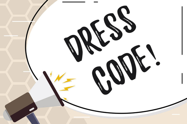 Znak tekstowy Wyświetlono Dress Code. Koncepcyjne zdjęcie zasady co można nosić a nie do szkoły lub zdarzenie. - Zdjęcie, obraz