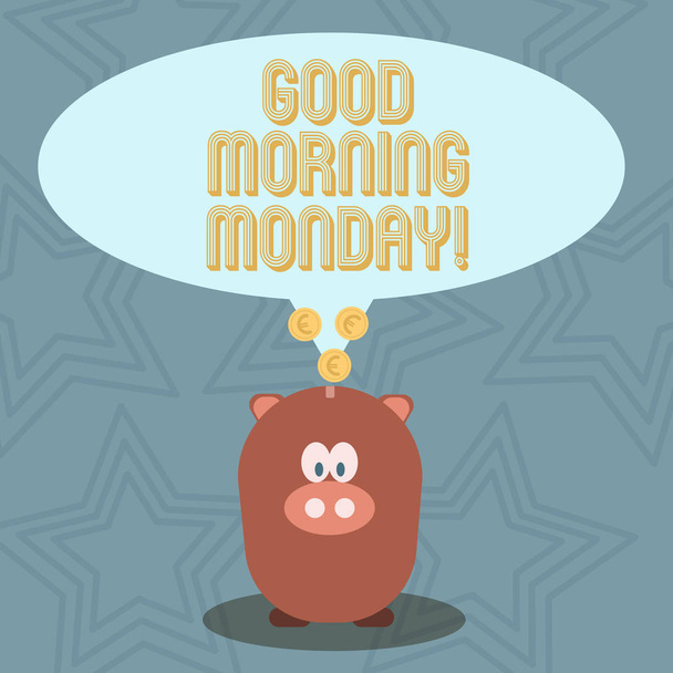 Написання тексту Доброго ранку понеділка. Концепція означає Щасливий позитивний енергетичний сніданок
. - Фото, зображення