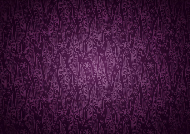 Fondo floral vectorial de patrón de hojas estilizadas en estilo Royal, Damasco. Vintage floral, orgánico con degradado en colores oscuros, góticos, rosa y púrpura
 - Vector, imagen
