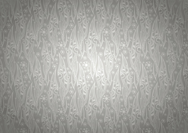 Векторный цветочный фон стилизованного узора листьев в стиле Royal, Damascus. Цветочные, органические винтажные с градиентом в серебряных цветах
 - Вектор,изображение