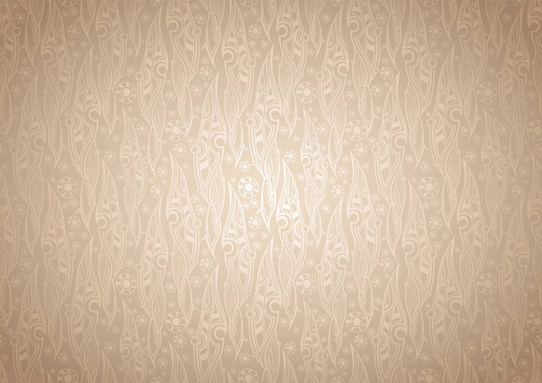 Векторный цветочный фон стилизованного узора листьев в стиле Royal, Damascus. Цветочный, органический винтаж с градиентом в золотых тонах
 - Вектор,изображение
