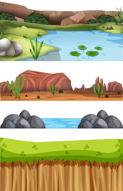 Set of nature landscape - ベクター画像