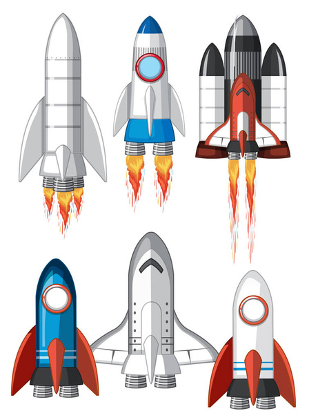 Set of spaceship on white background - Vector, Image