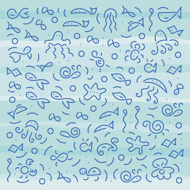 Mar. Doodle mão desenho para as ondas. Contexto. Ilustração vetorial
 - Vetor, Imagem
