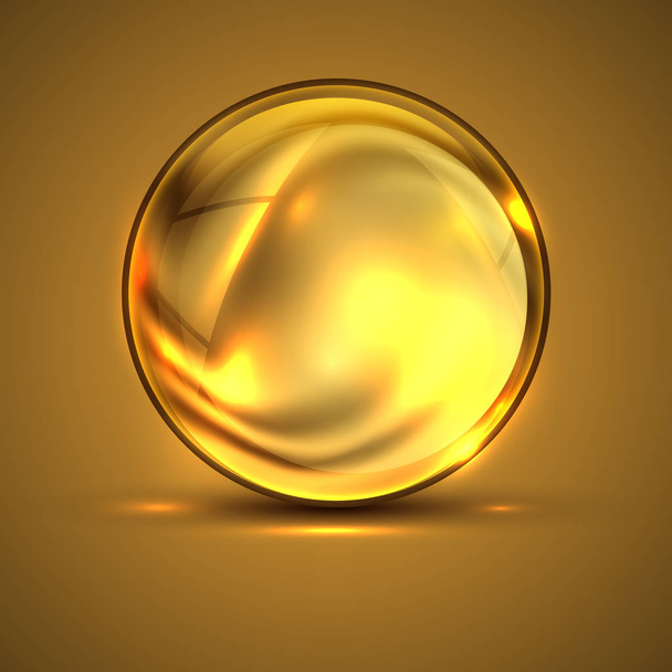 3d sphere.Golden shiny vibrant color.Fluid texture design - Vector, Imagen