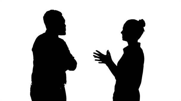 Silhouette Business woman giving some ideas to her boss. - Foto, imagen