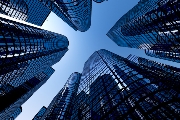 Rascacielos reflectantes, edificios de oficinas de negocios
. - Foto, Imagen