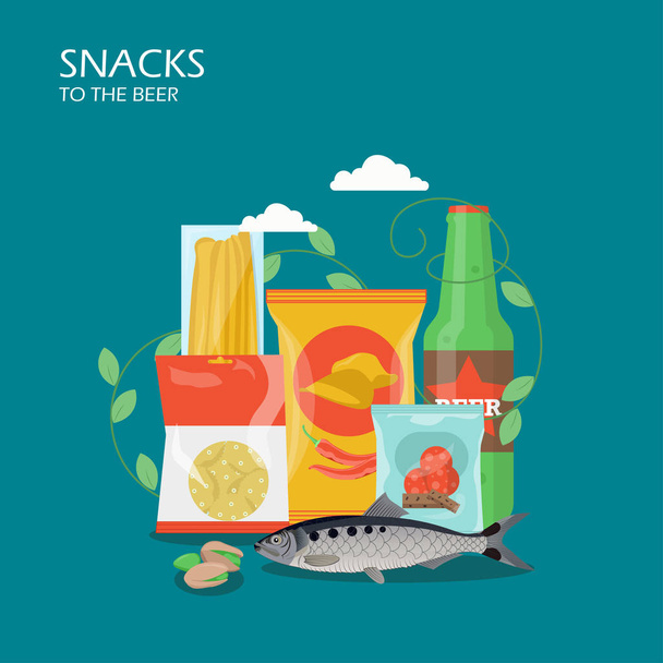 Snacks to the beer vector flat style design illustration - Vector, Image