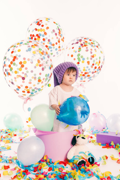 Little Boy Around Birthday Decorations - Foto, imagen