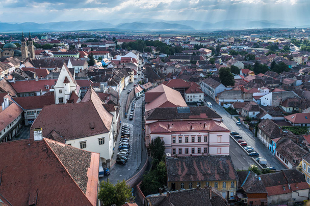 Sibiu, in the center of Transylvania, Romania. View from above