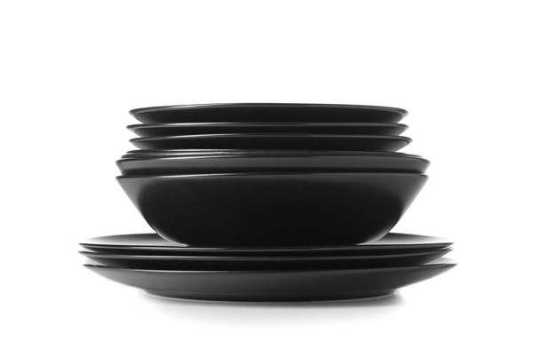 Set of clean dishes on white background - Photo, Image