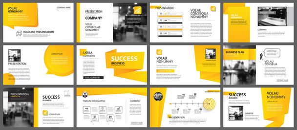 Apresentação e modelo de layout de slides. Desenho amarelo e laranja
 - Vetor, Imagem