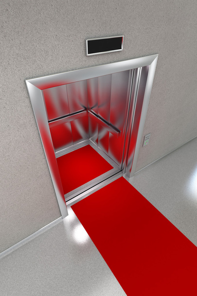 Avaa hissi punaisella matolla
 - Valokuva, kuva