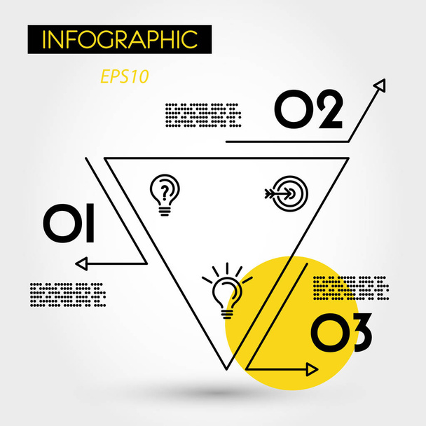 yellow linear infographic reversed triangle - Vector, Image
