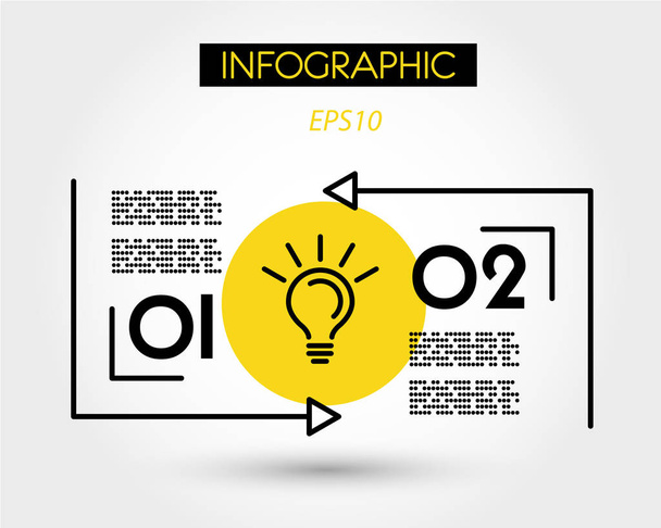 yellow linear infographic template with two options - Vektor, obrázek