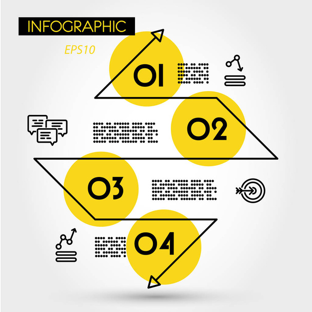 yellow linear infographic zig zag diamond - ベクター画像
