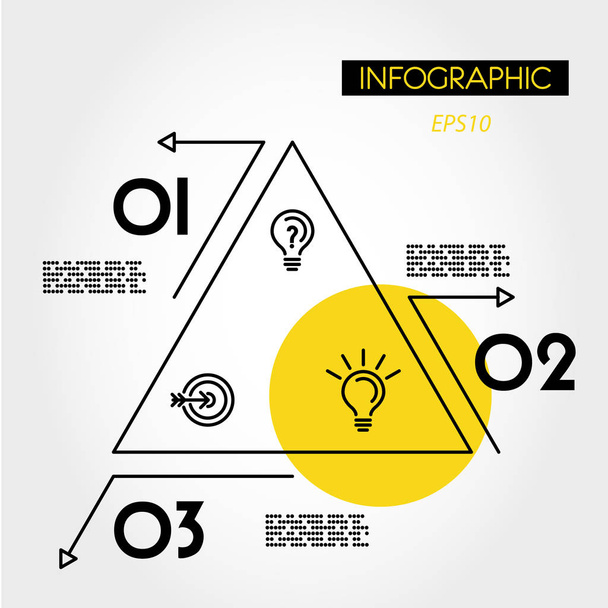 triangolo infografico lineare giallo con frecce
 - Vettoriali, immagini