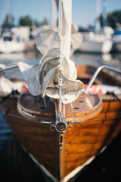 Vintage wooden sailboat at the harbor - Fotografie, Obrázek