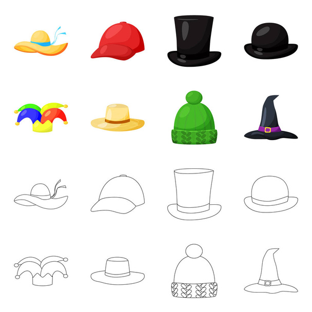 Vector illustration of clothing and cap symbol. Collection of clothing and beret stock vector illustration. - Vector, imagen