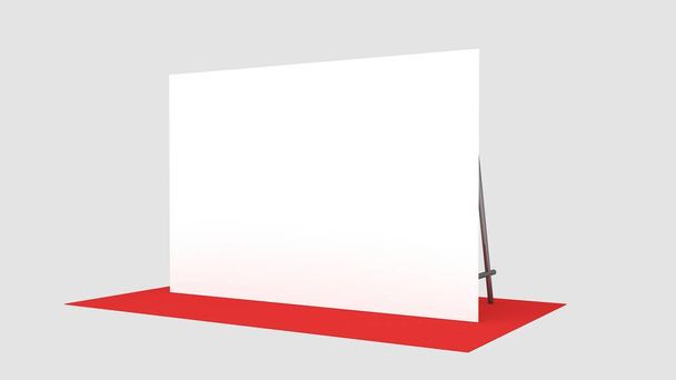 Zemin, basın Banner kırmızı carpit ile 2x3 metre. 3B render şablonu. Mockup - Fotoğraf, Görsel