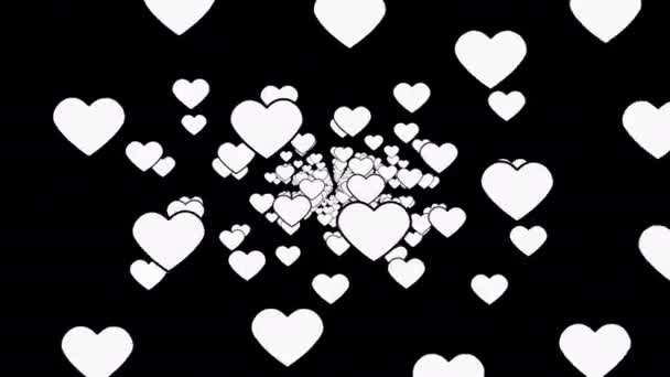 una atmósfera vintage retro floreciente con corazones bajo un fondo negro - animación
 - Metraje, vídeo