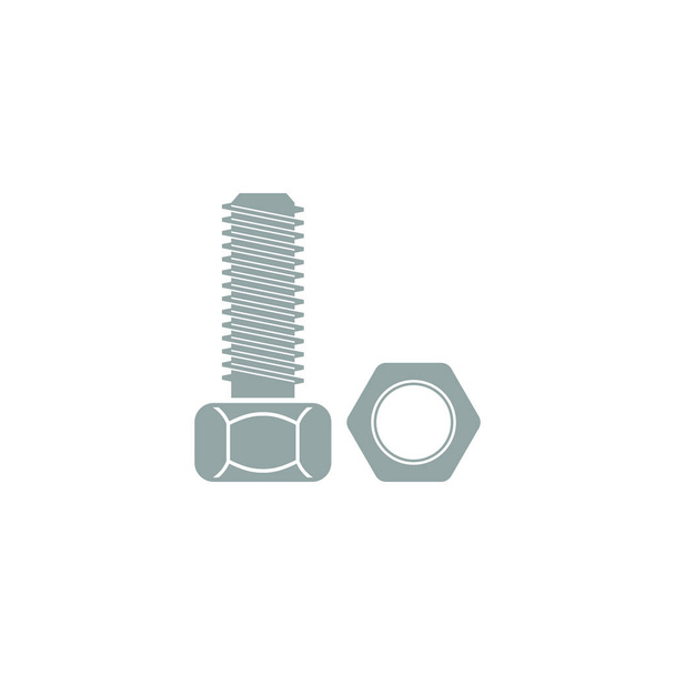 Icon of bolt and nut. Flat design. Vector illustration. - Vector, Image