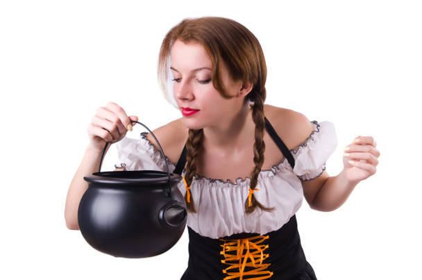 Немецкая девушка в традиционной праздничной одежде - Фото, изображение