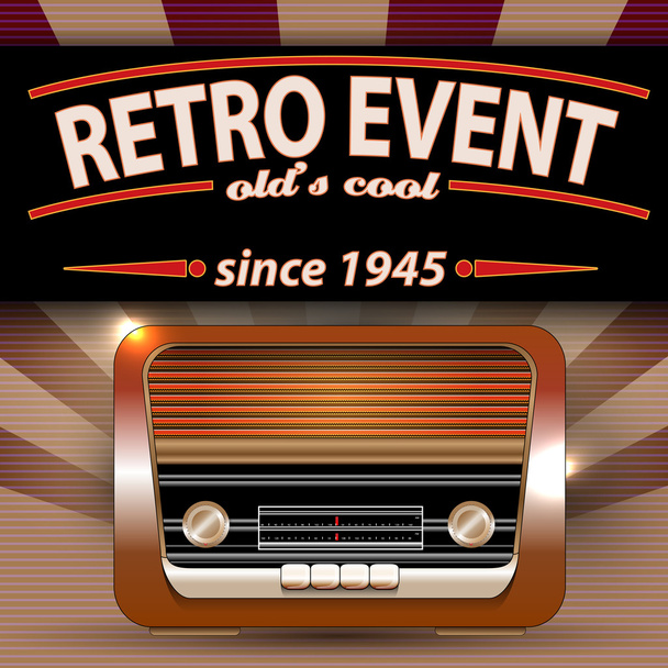 Ретро вечеринка флаер с винтажным радио
 - Вектор,изображение
