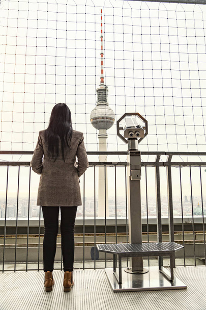 View on Fernsehturm Television Tower in Berlin - 写真・画像