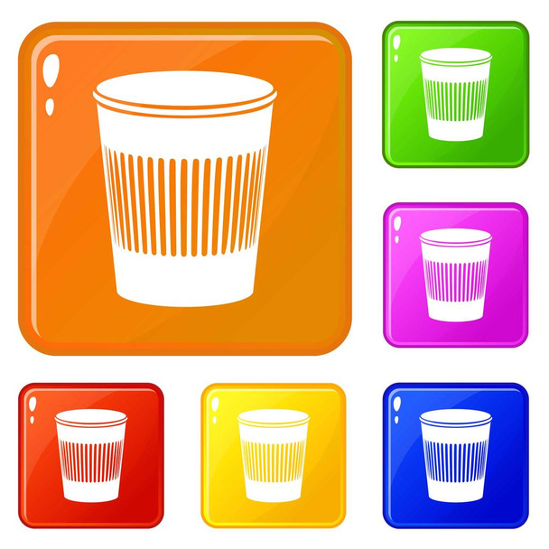 Rubbish bin icons set vector color - Διάνυσμα, εικόνα
